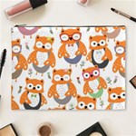 Cute Colorful Owl Cartoon Seamless Pattern Cosmetic Bag (XL)