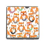 Cute Colorful Owl Cartoon Seamless Pattern Memory Card Reader (Square 5 Slot)
