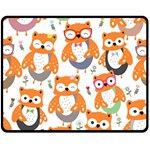 Cute Colorful Owl Cartoon Seamless Pattern Fleece Blanket (Medium)