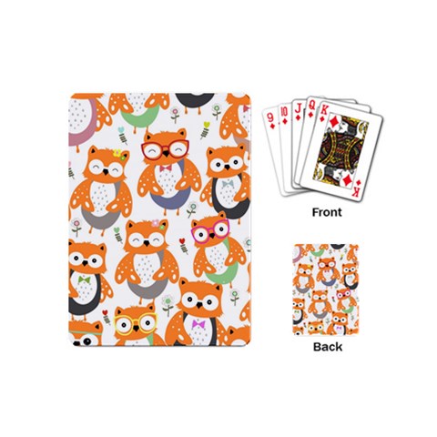 Cute Colorful Owl Cartoon Seamless Pattern Playing Cards Single Design (Mini) from ArtsNow.com Back