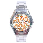 Cute Colorful Owl Cartoon Seamless Pattern Stainless Steel Analogue Watch