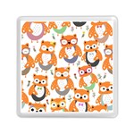 Cute Colorful Owl Cartoon Seamless Pattern Memory Card Reader (Square)