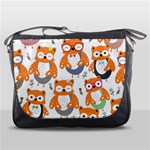 Cute Colorful Owl Cartoon Seamless Pattern Messenger Bag