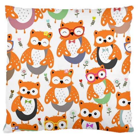 Cute Colorful Owl Cartoon Seamless Pattern Large Cushion Case (One Side) from ArtsNow.com Front