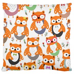 Cute Colorful Owl Cartoon Seamless Pattern Large Cushion Case (Two Sides) from ArtsNow.com Front