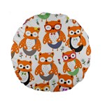 Cute Colorful Owl Cartoon Seamless Pattern Standard 15  Premium Round Cushions