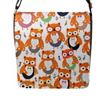 Cute Colorful Owl Cartoon Seamless Pattern Flap Closure Messenger Bag (L)