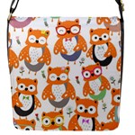 Cute Colorful Owl Cartoon Seamless Pattern Flap Closure Messenger Bag (S)