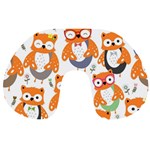 Cute Colorful Owl Cartoon Seamless Pattern Travel Neck Pillow