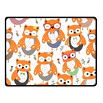 Cute Colorful Owl Cartoon Seamless Pattern Two Sides Fleece Blanket (Small)