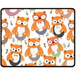 Cute Colorful Owl Cartoon Seamless Pattern Two Sides Fleece Blanket (Medium)