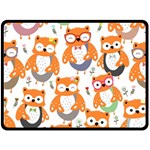 Cute Colorful Owl Cartoon Seamless Pattern Two Sides Fleece Blanket (Large)
