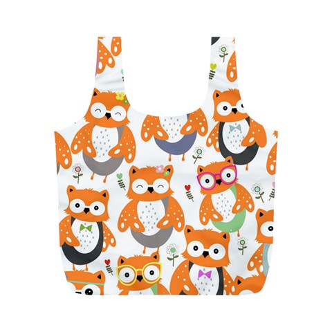 Cute Colorful Owl Cartoon Seamless Pattern Full Print Recycle Bag (M) from ArtsNow.com Front