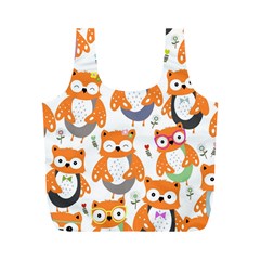Cute Colorful Owl Cartoon Seamless Pattern Full Print Recycle Bag (M) from ArtsNow.com Front