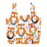 Cute Colorful Owl Cartoon Seamless Pattern Full Print Recycle Bag (L)
