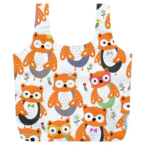 Cute Colorful Owl Cartoon Seamless Pattern Full Print Recycle Bag (XL) from ArtsNow.com Front