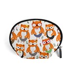 Cute Colorful Owl Cartoon Seamless Pattern Accessory Pouch (Small)