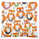 Cute Colorful Owl Cartoon Seamless Pattern Standard Premium Plush Fleece Cushion Case (One Side)
