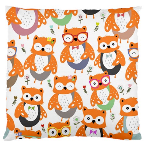Cute Colorful Owl Cartoon Seamless Pattern Large Premium Plush Fleece Cushion Case (One Side) from ArtsNow.com Front