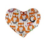 Cute Colorful Owl Cartoon Seamless Pattern Standard 16  Premium Flano Heart Shape Cushions