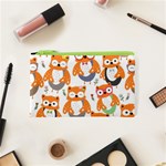 Cute Colorful Owl Cartoon Seamless Pattern Cosmetic Bag (XS)