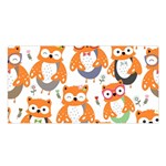 Cute Colorful Owl Cartoon Seamless Pattern Satin Shawl 45  x 80 