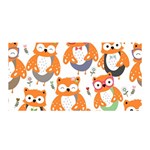 Cute Colorful Owl Cartoon Seamless Pattern Satin Wrap 35  x 70 