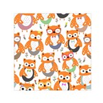 Cute Colorful Owl Cartoon Seamless Pattern Square Satin Scarf (30  x 30 )