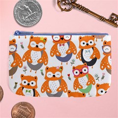 Cute Colorful Owl Cartoon Seamless Pattern Large Coin Purse from ArtsNow.com Front