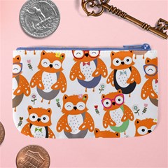 Cute Colorful Owl Cartoon Seamless Pattern Large Coin Purse from ArtsNow.com Back