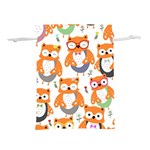 Cute Colorful Owl Cartoon Seamless Pattern Lightweight Drawstring Pouch (S)
