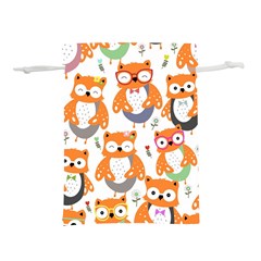 Cute Colorful Owl Cartoon Seamless Pattern Lightweight Drawstring Pouch (L) from ArtsNow.com Front