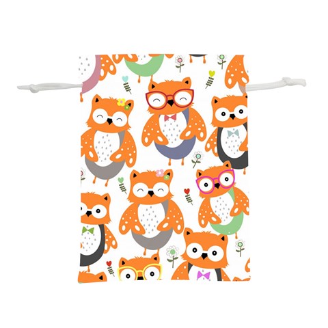 Cute Colorful Owl Cartoon Seamless Pattern Lightweight Drawstring Pouch (L) from ArtsNow.com Back