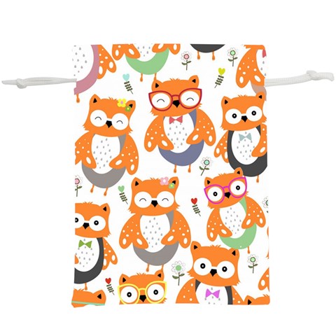 Cute Colorful Owl Cartoon Seamless Pattern Lightweight Drawstring Pouch (XL) from ArtsNow.com Front