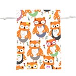 Cute Colorful Owl Cartoon Seamless Pattern Lightweight Drawstring Pouch (XL)
