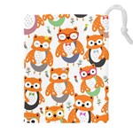 Cute Colorful Owl Cartoon Seamless Pattern Drawstring Pouch (5XL)