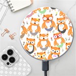 Cute Colorful Owl Cartoon Seamless Pattern Wireless Fast Charger(White)