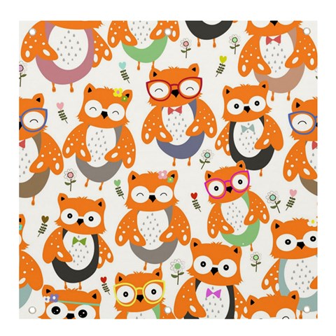 Cute Colorful Owl Cartoon Seamless Pattern Banner and Sign 4  x 4  from ArtsNow.com Front