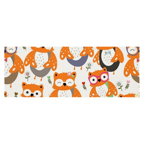 Cute Colorful Owl Cartoon Seamless Pattern Banner and Sign 8  x 3  from ArtsNow.com Front