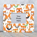 Cute Colorful Owl Cartoon Seamless Pattern White Wall Photo Frame 5  x 7 