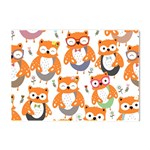 Cute Colorful Owl Cartoon Seamless Pattern Crystal Sticker (A4)