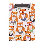 Cute Colorful Owl Cartoon Seamless Pattern A5 Acrylic Clipboard