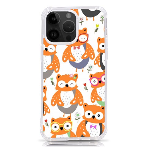 Cute Colorful Owl Cartoon Seamless Pattern iPhone 14 Pro Max TPU UV Print Case from ArtsNow.com Front