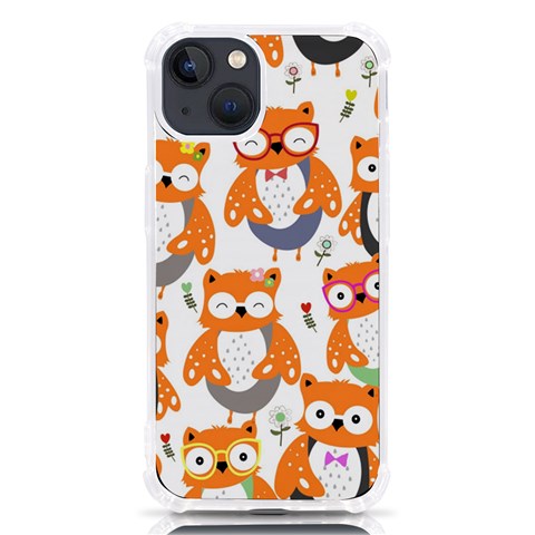 Cute Colorful Owl Cartoon Seamless Pattern iPhone 13 TPU UV Print Case from ArtsNow.com Front