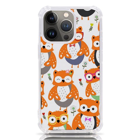 Cute Colorful Owl Cartoon Seamless Pattern iPhone 13 Pro TPU UV Print Case from ArtsNow.com Front