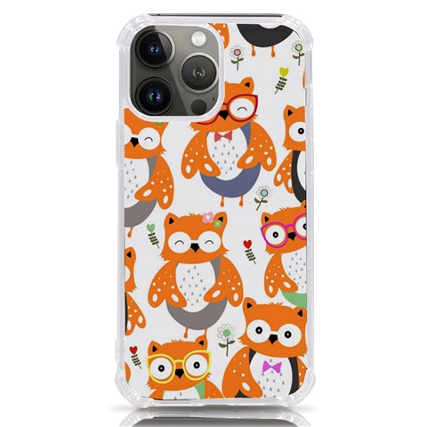 Cute Colorful Owl Cartoon Seamless Pattern iPhone 13 Pro Max TPU UV Print Case from ArtsNow.com Front