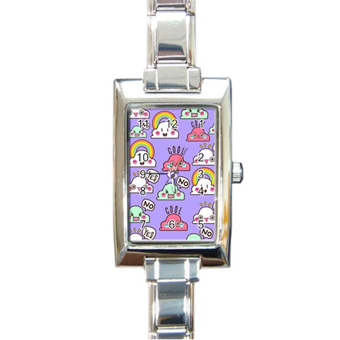 Cloud Seamless Pattern Rectangle Italian Charm Watch from ArtsNow.com Front