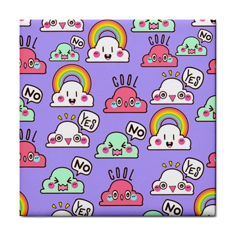 Cloud Seamless Pattern Tile Coaster from ArtsNow.com Front