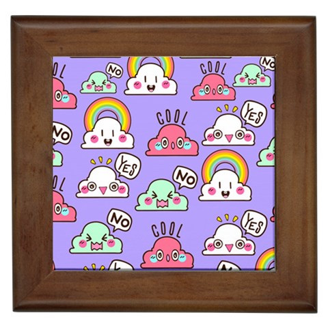 Cloud Seamless Pattern Framed Tile from ArtsNow.com Front