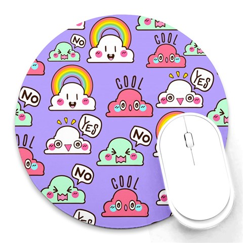 Cloud Seamless Pattern Round Mousepad from ArtsNow.com Front